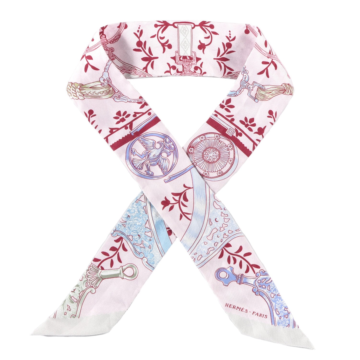 Hermes Silk Etriers Remix Twilly Rose Pale Bordeaux 1 of 4