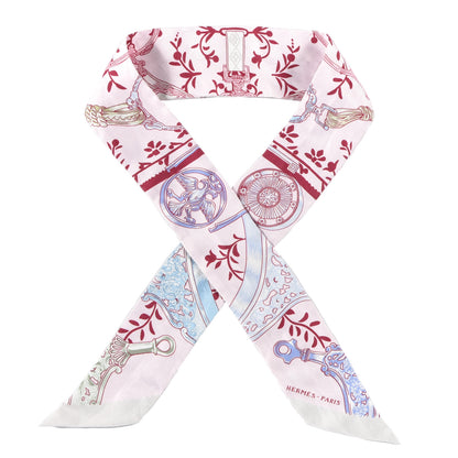 Hermes Silk Etriers Remix Twilly Rose Pale Bordeaux 1 of 4