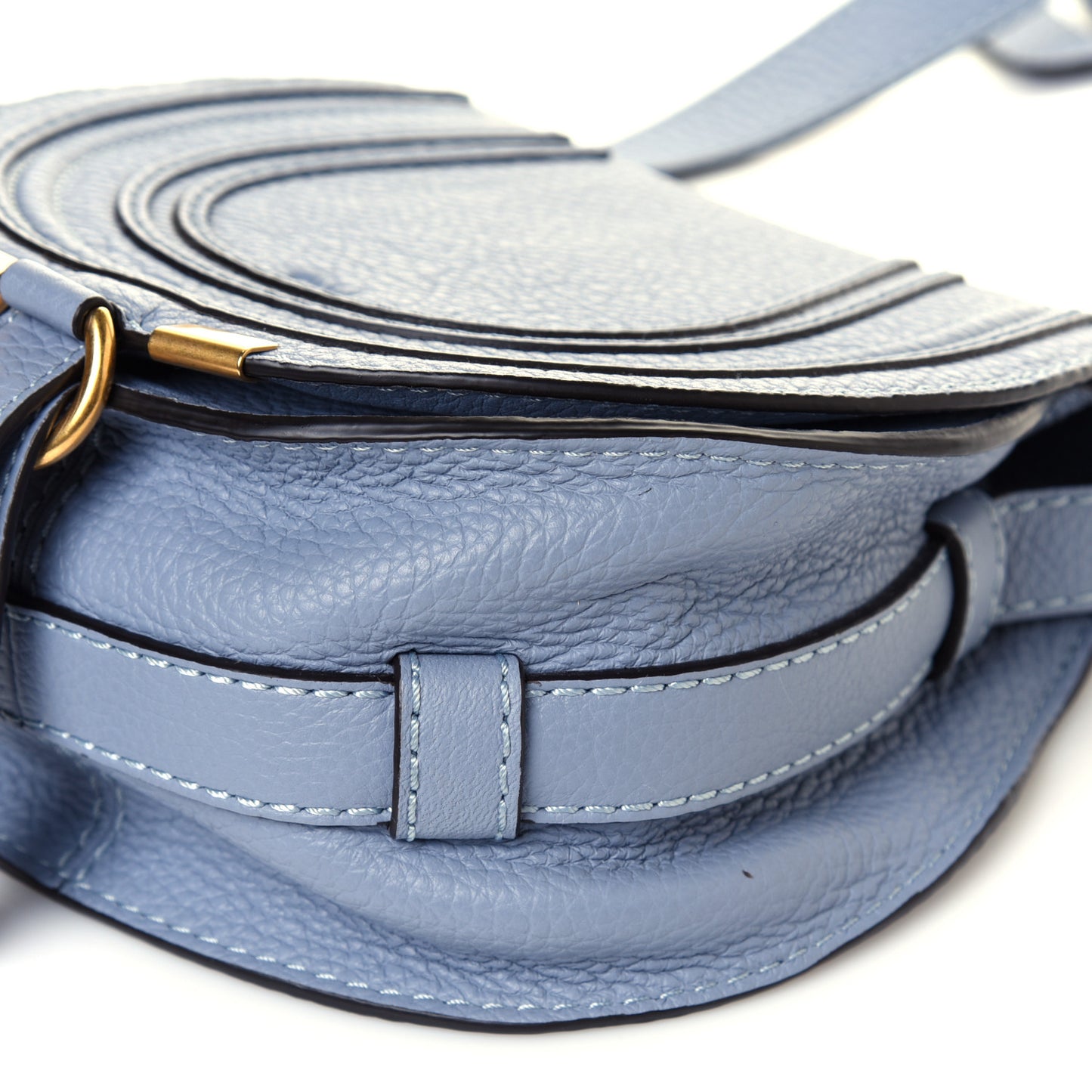 Calfskin Mini Marcie Round Crossbody Bag Washed Blue