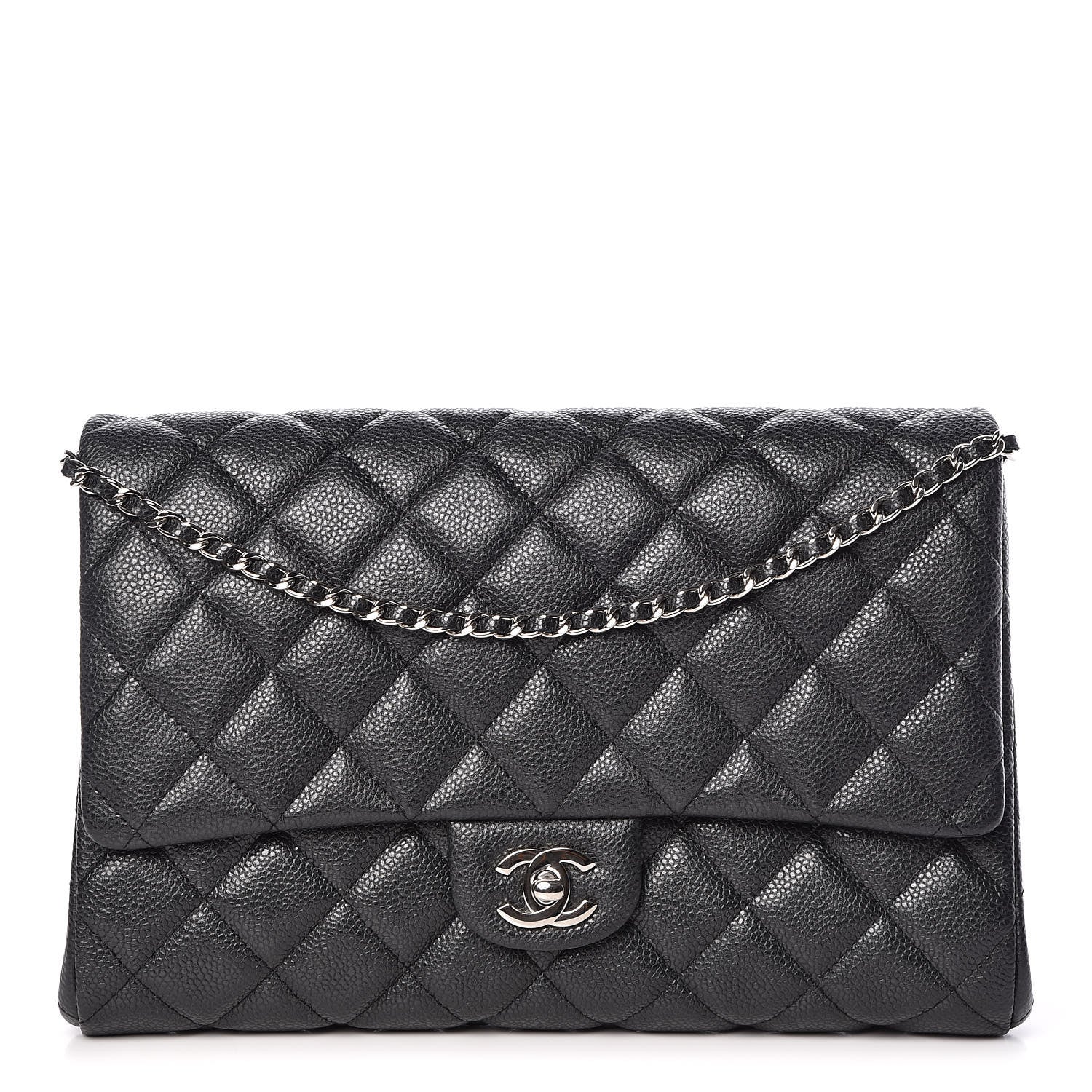 Chanel Caviar Quilted Clutch With Chain Flap Dark Grey 1 of 9