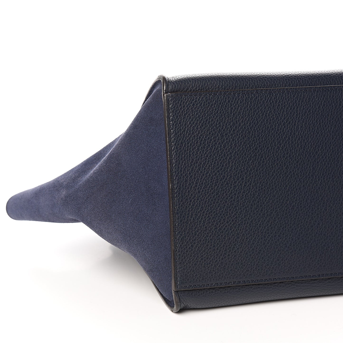 Drummed Calfskin Suede Medium Trapeze Navy