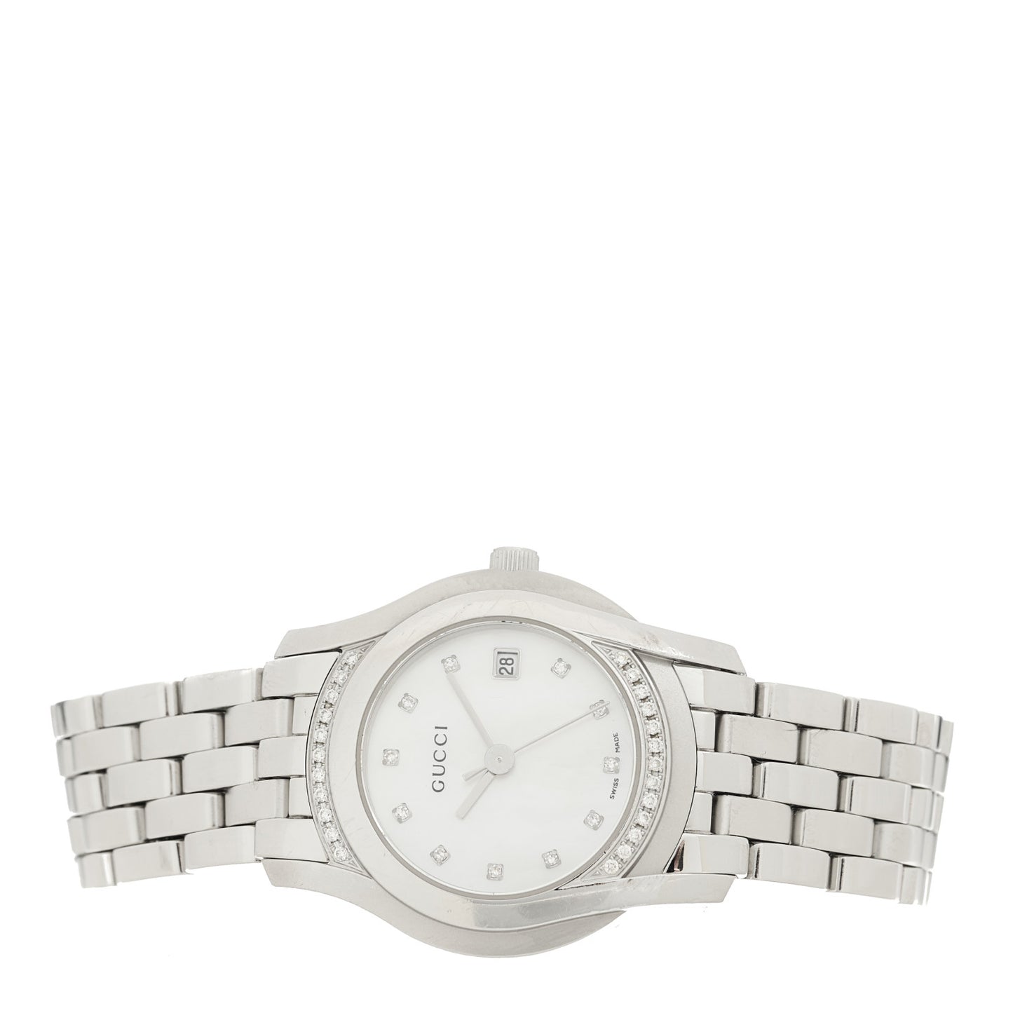 Stainless Steel Diamond Bezel Mother of Pearl 27mm 5500L Quartz Watch