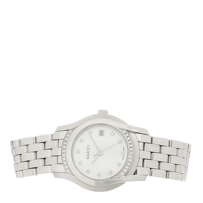 Gucci Stainless Steel Diamond Bezel Mother of Pearl 27mm 5500L Quartz Watch 2 of 5