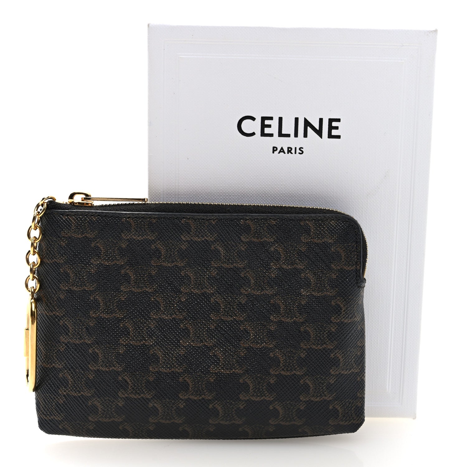 Celine Triomphe Canvas Coin and Card Pouch With Hook Black 8 of 8
