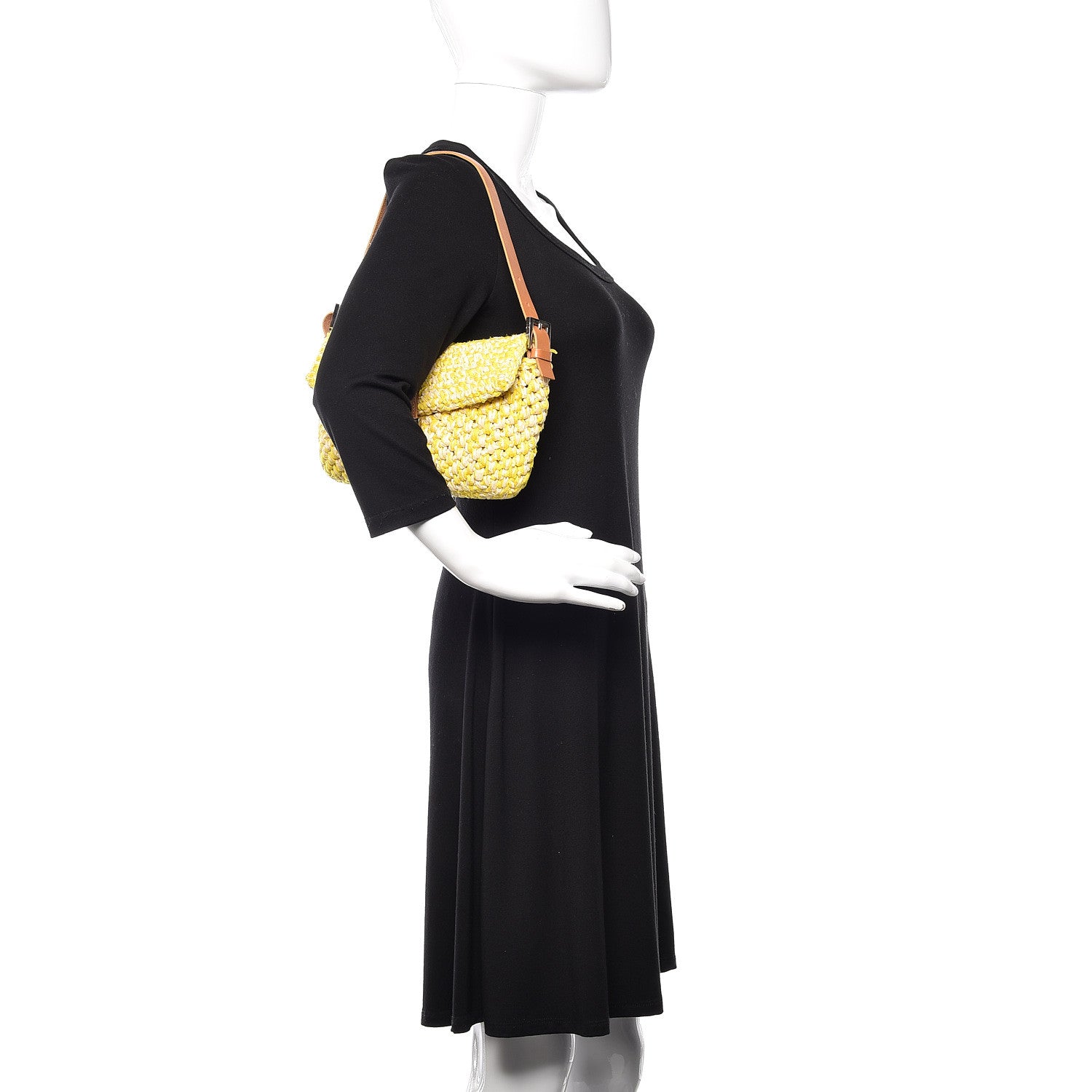 Fendi Woven Straw Baguette Yellow 2 of 9
