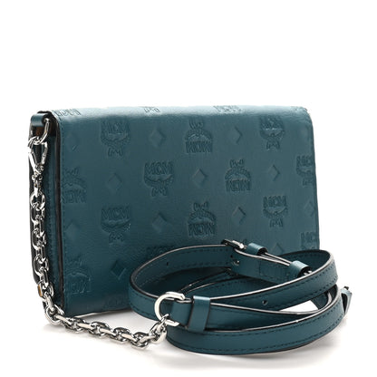 MCM Calfskin Ottomar Wallet On Chain Teal 2 of 11