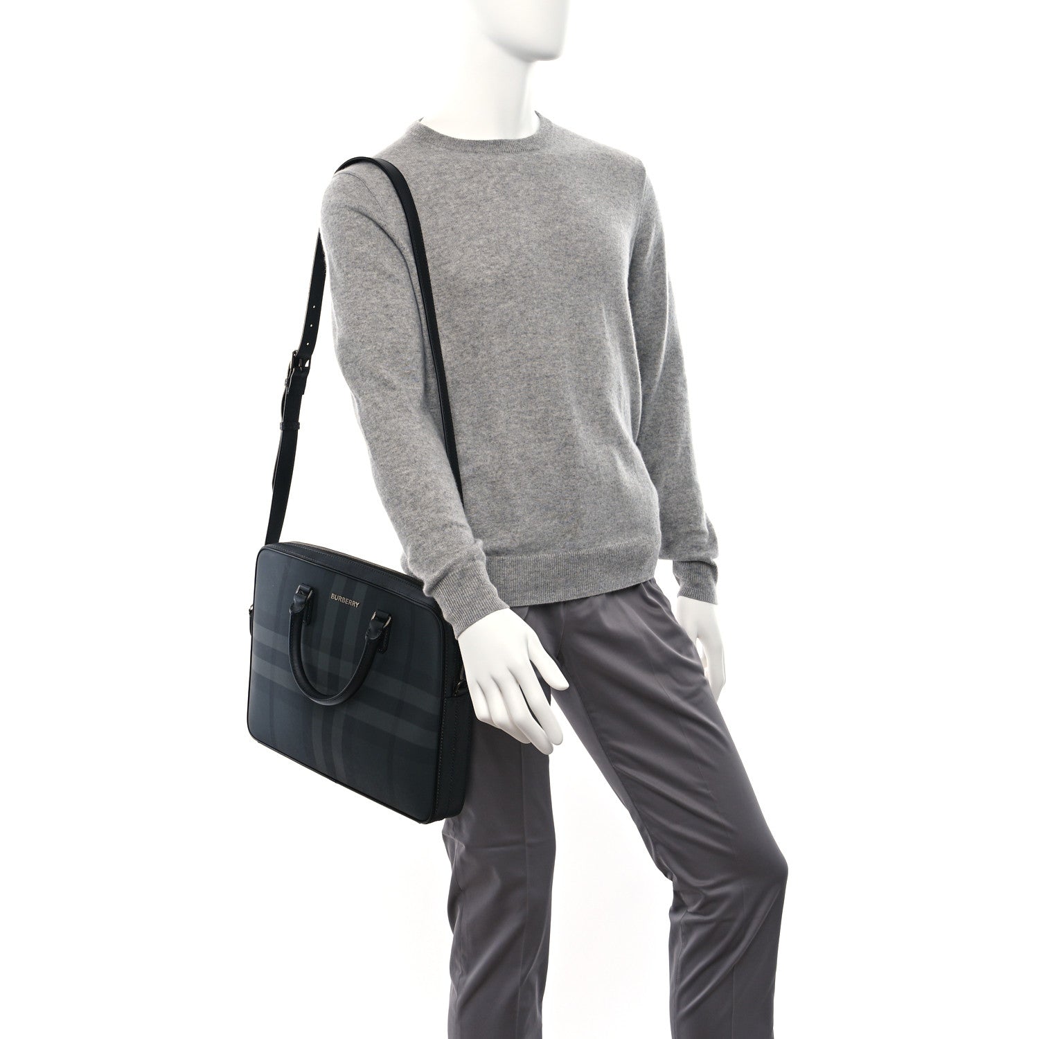 Burberry London Check Ainsworth Briefcase Dark Charcoal 2 of 9