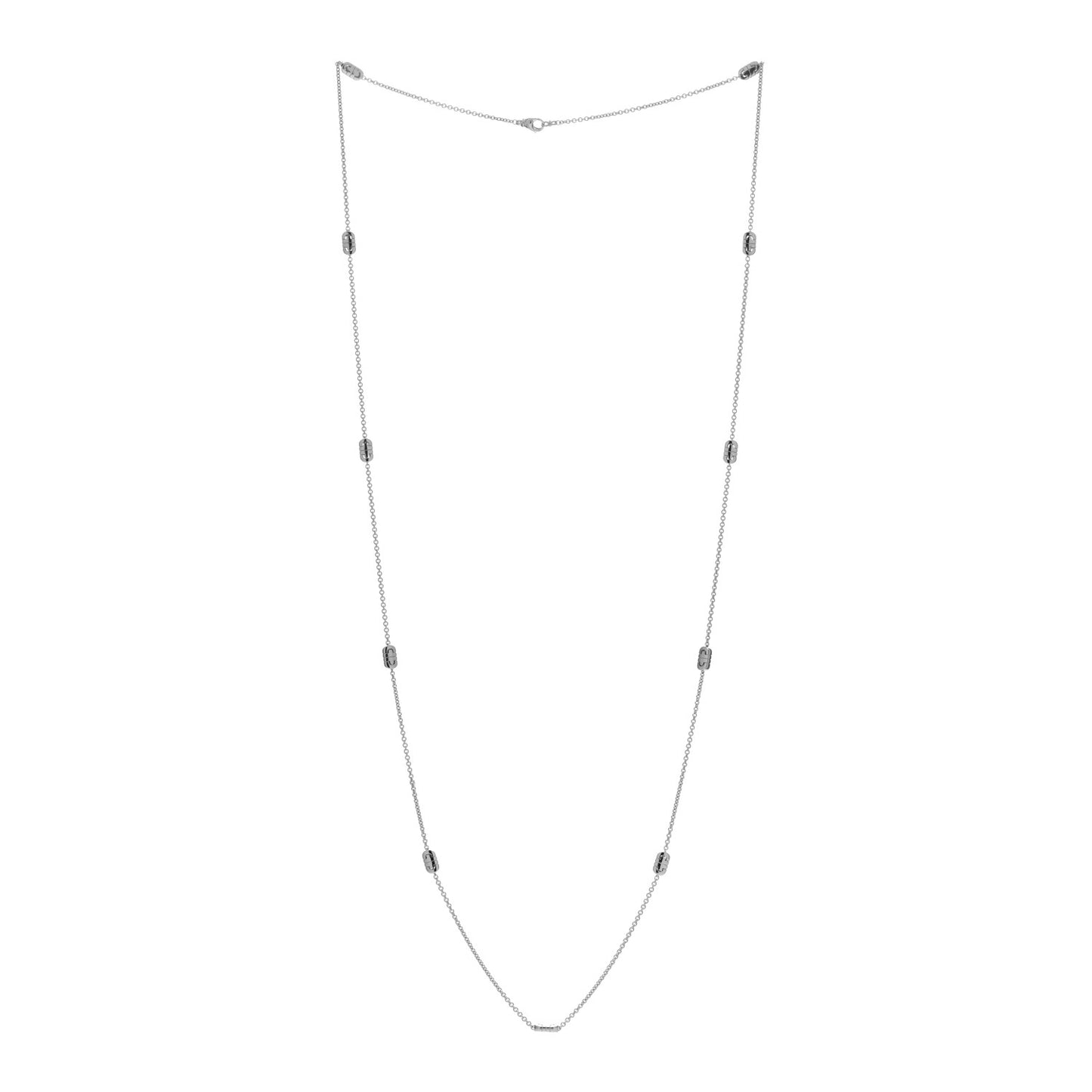 18K White Gold Parentesi Station Necklace 36"