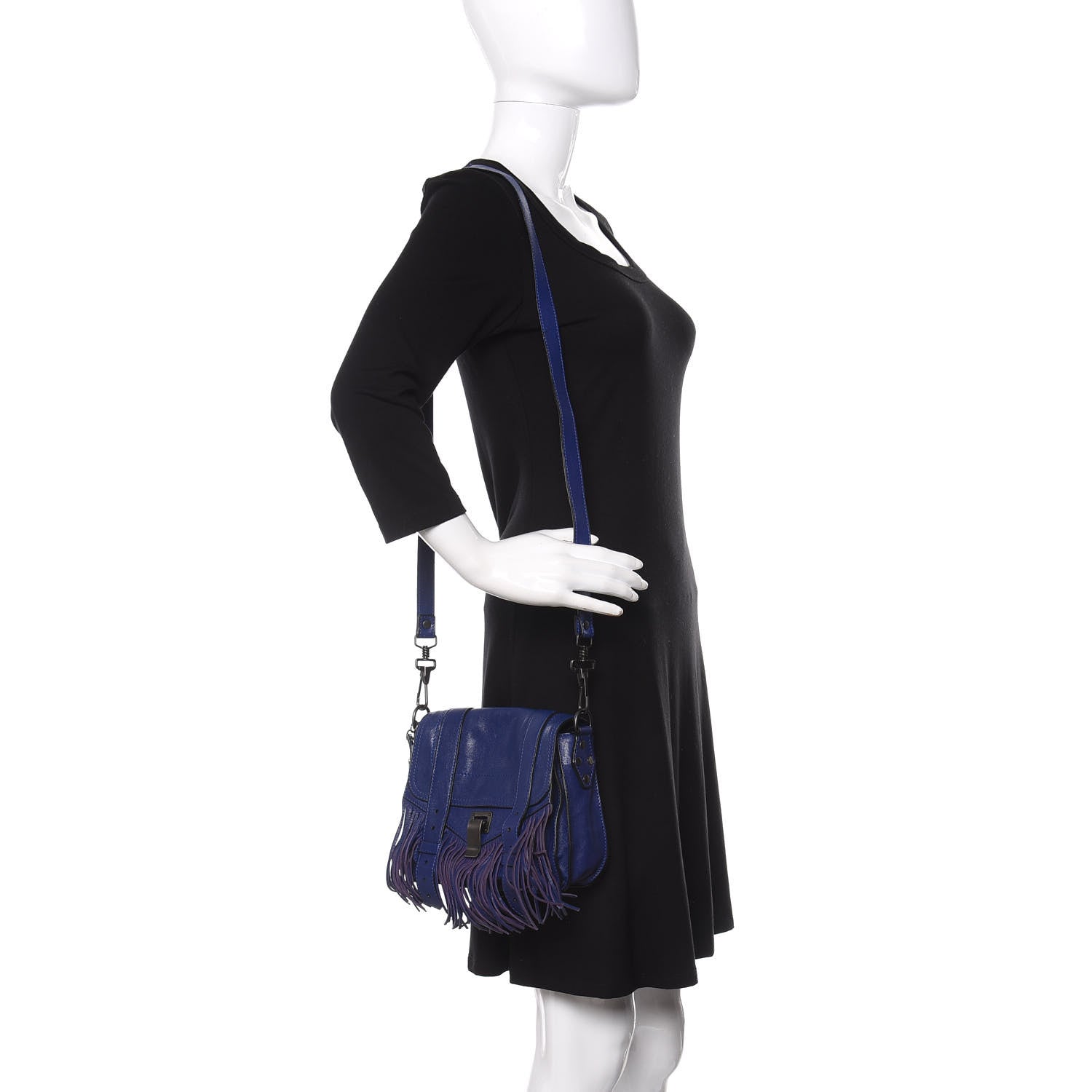 Proenza Schouler Lambskin Fringe PS1 Crossbody Pouch Cobalt Blue 2 of 9