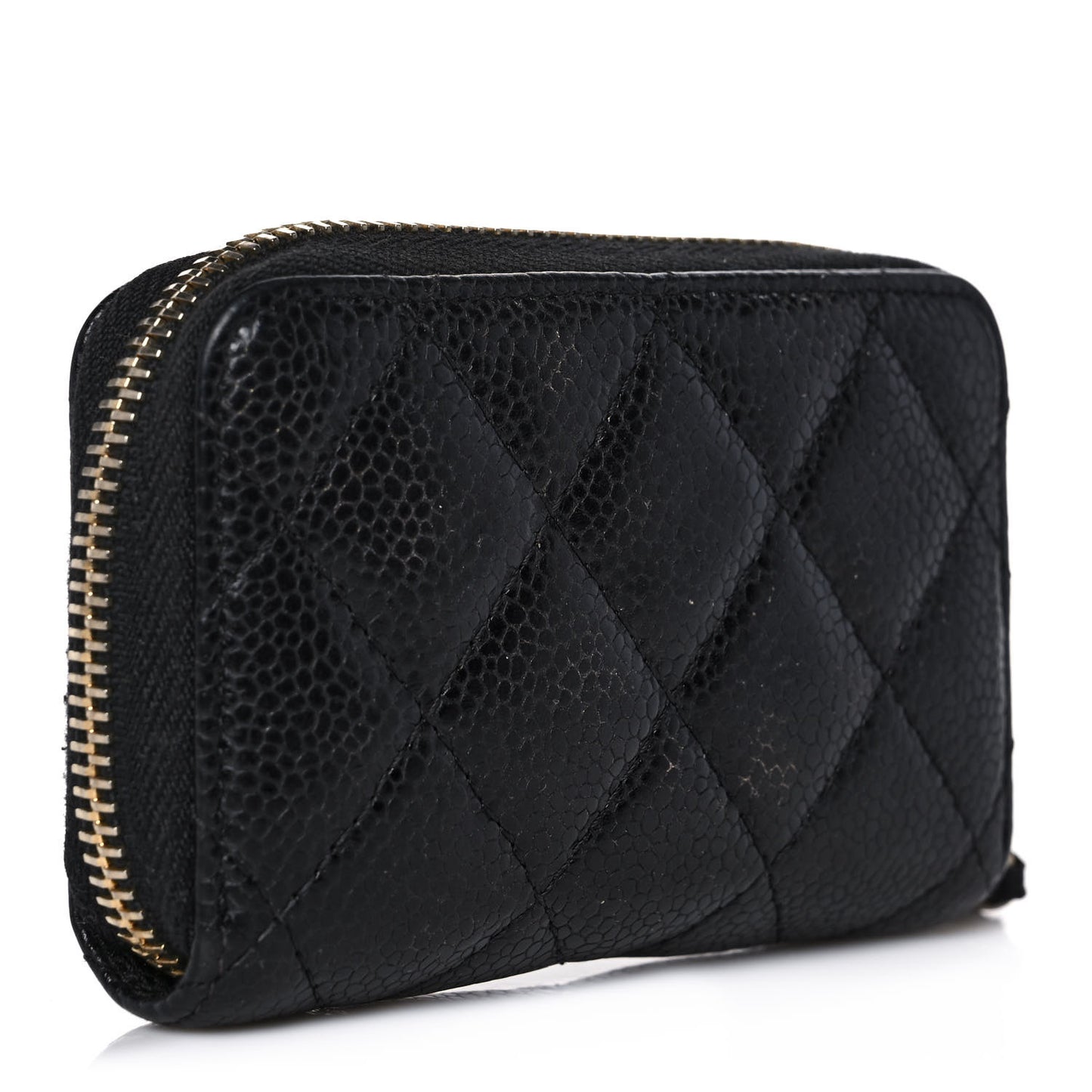 Caviar Quilted Zip Coin Purse Black