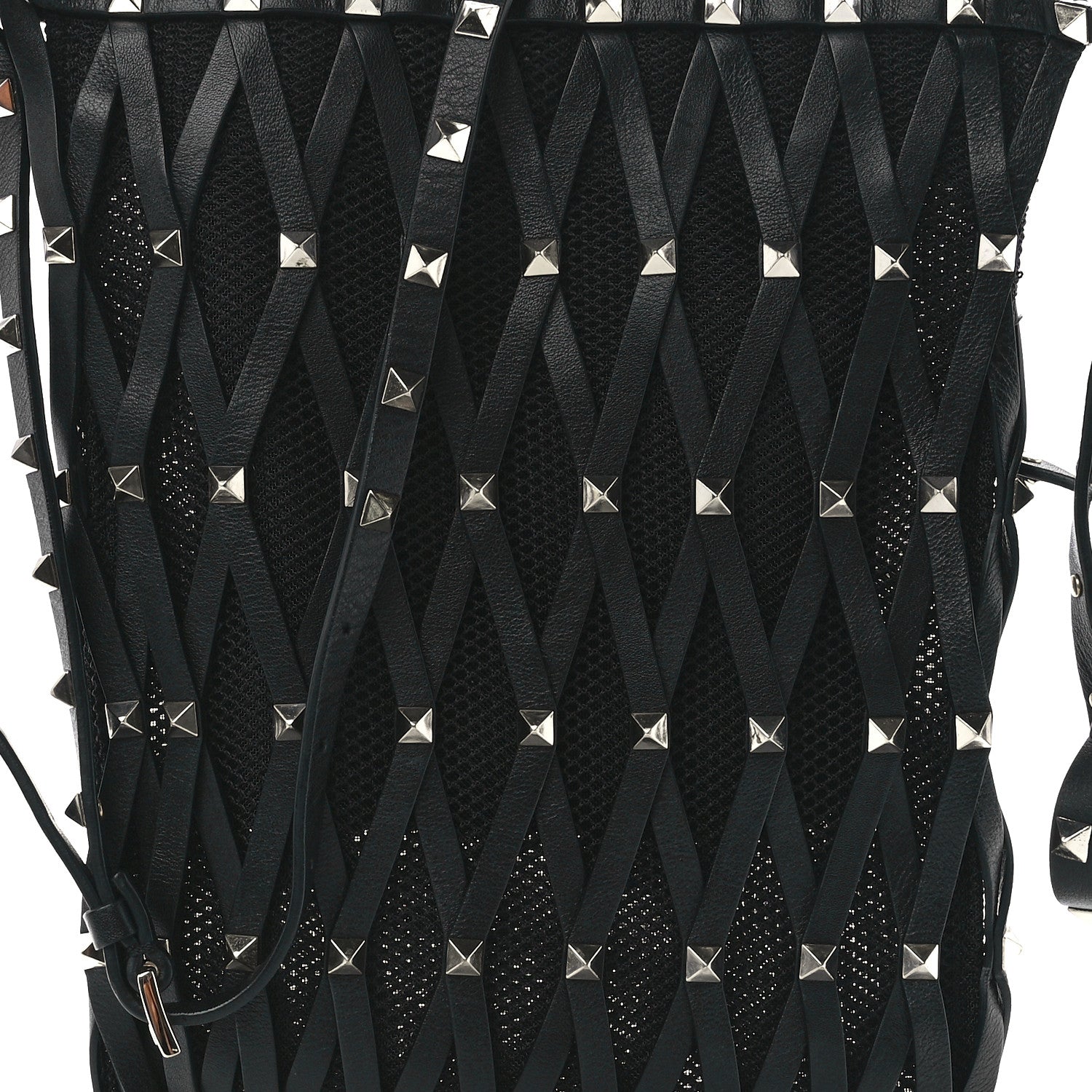 Valentino Garavani Vitello Rockstud Lattice Mesh Mini Crossbody Black 6 of 9