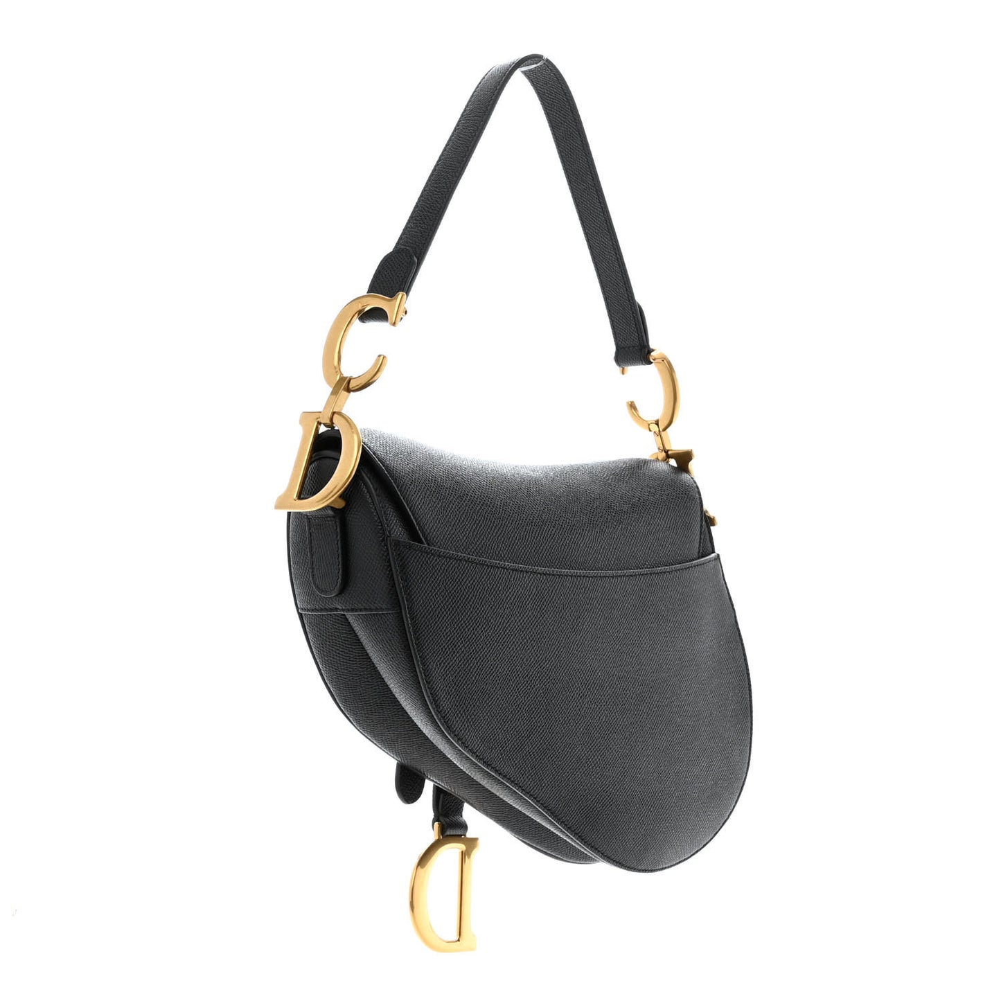 Grained Calfskin Saddle Bag Black