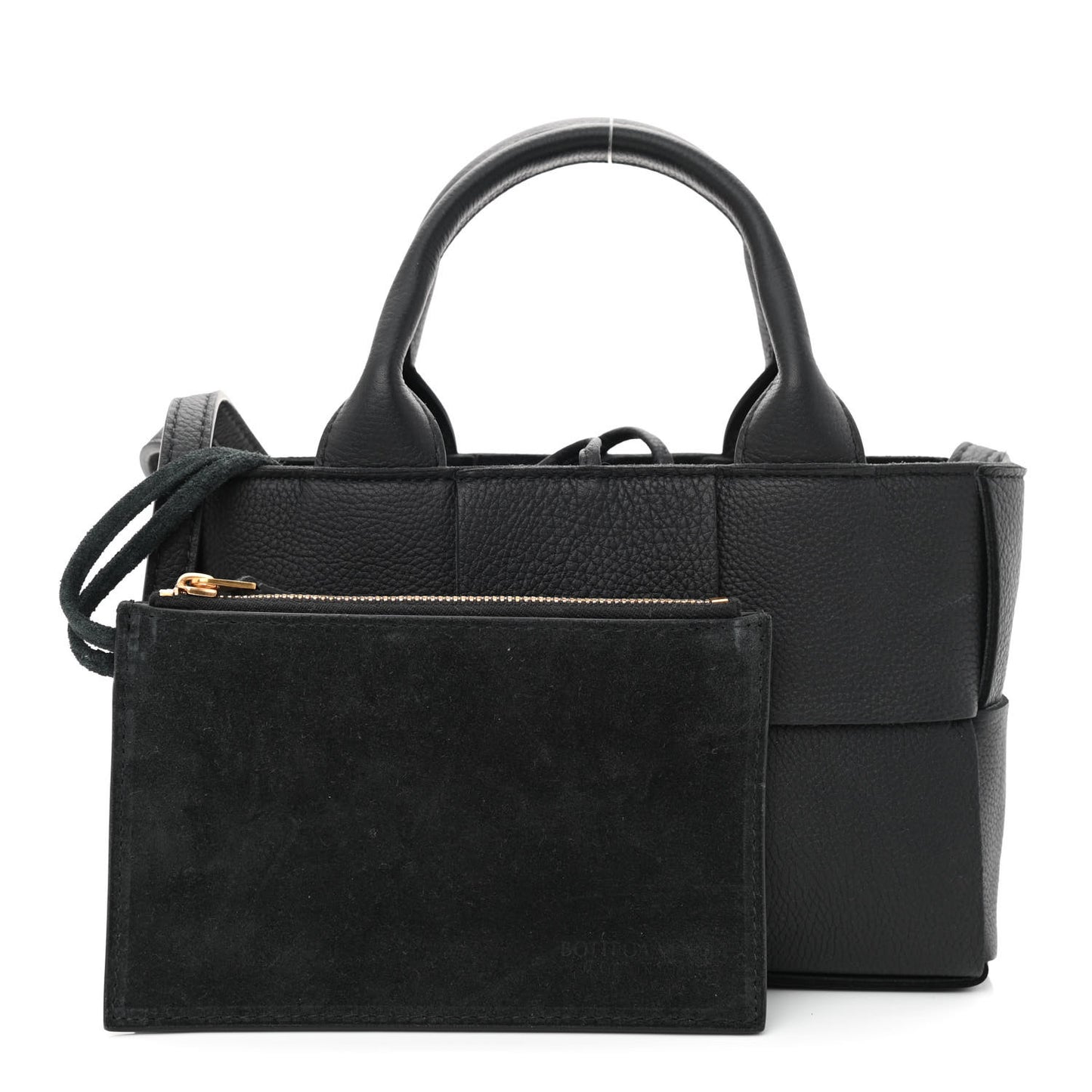 Grained Calfskin Maxi Intrecciato Mini Arco Tote Black