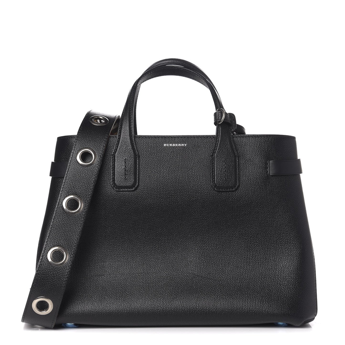 Grainy Calfskin House Check Medium Banner Tote Black