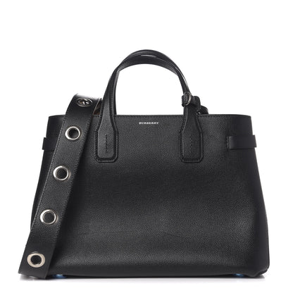 Burberry Grainy Calfskin House Check Medium Banner Tote Black 1 of 11