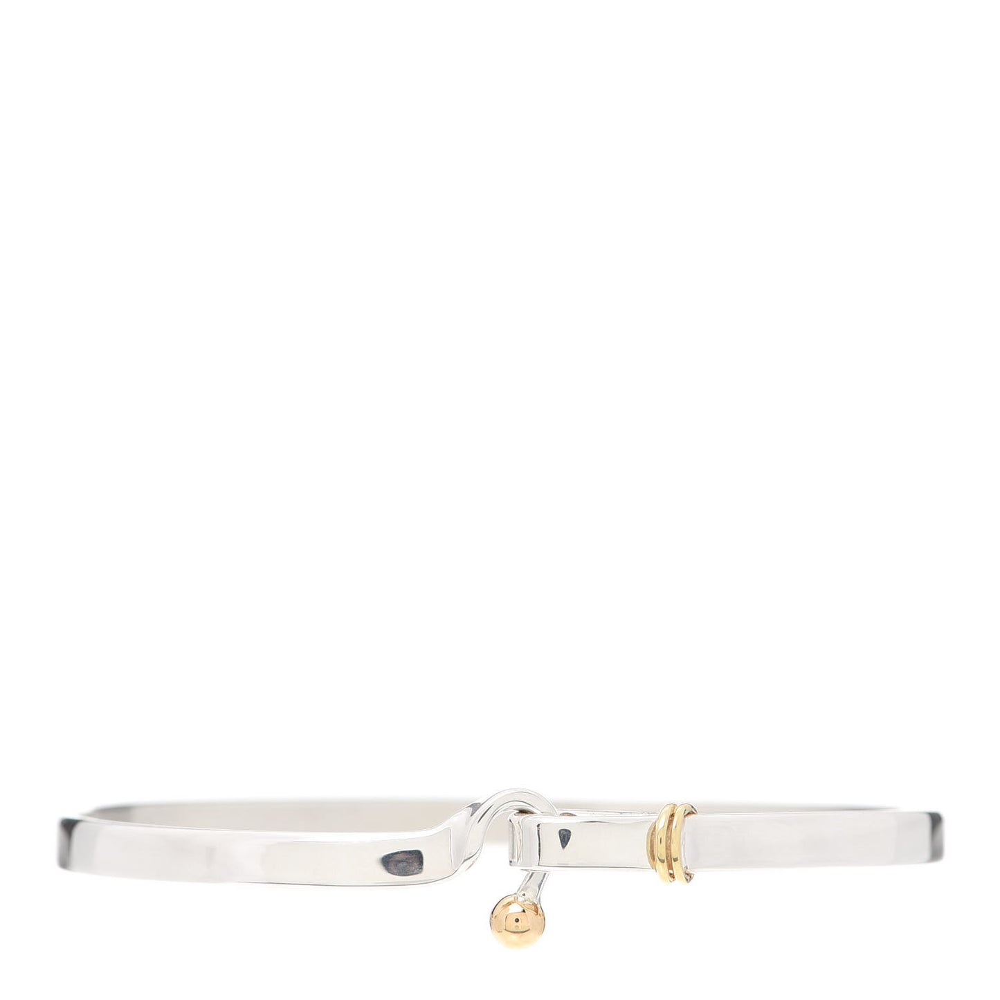 Sterling Silver 18K Yellow Gold Hook Eye Bangle Bracelet