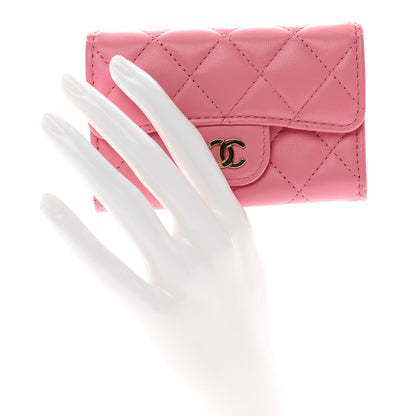 Chanel Lambskin Quilted Flap Card Holder Wallet Pink 2 of 8