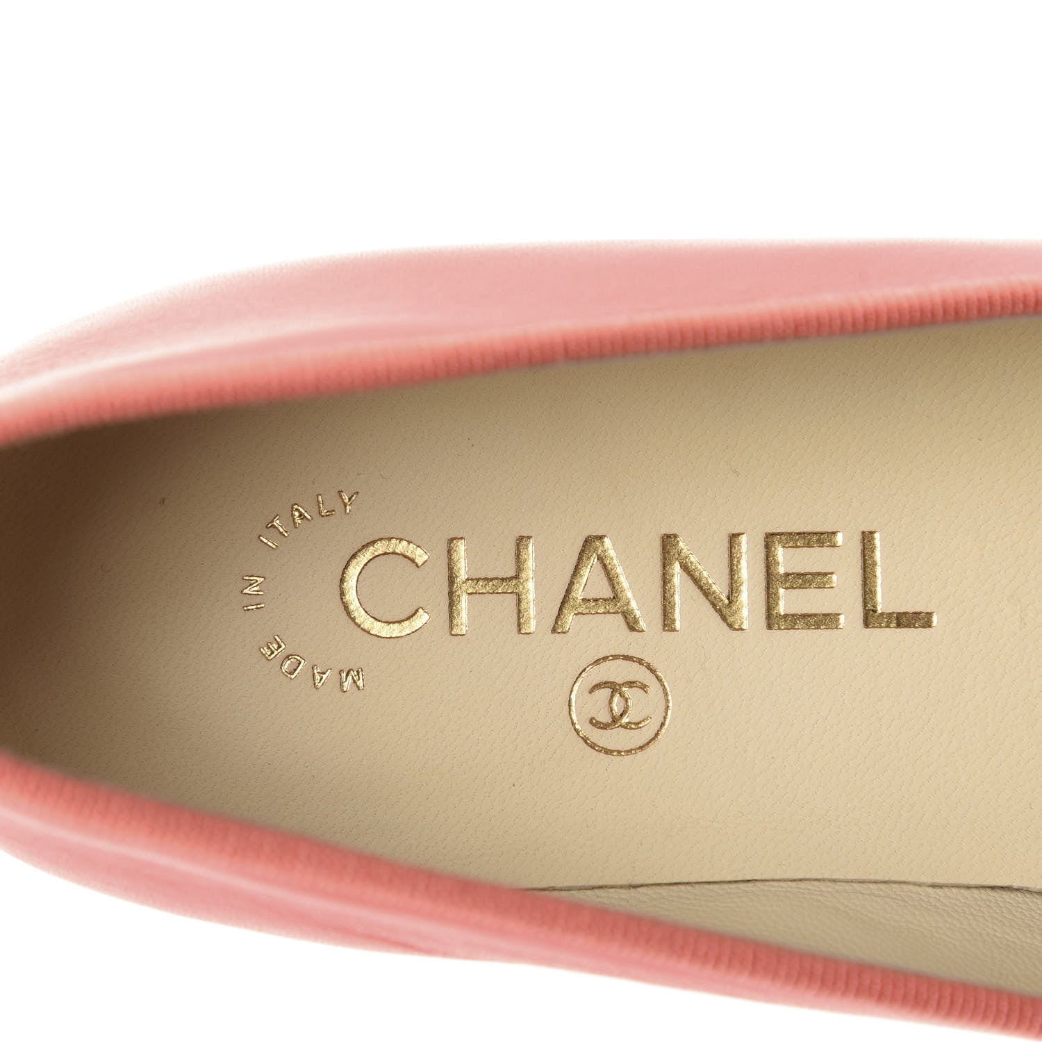 Chanel Lambskin Cap Toe CC Ballerina Flats 37.5 Coral 8 of 10