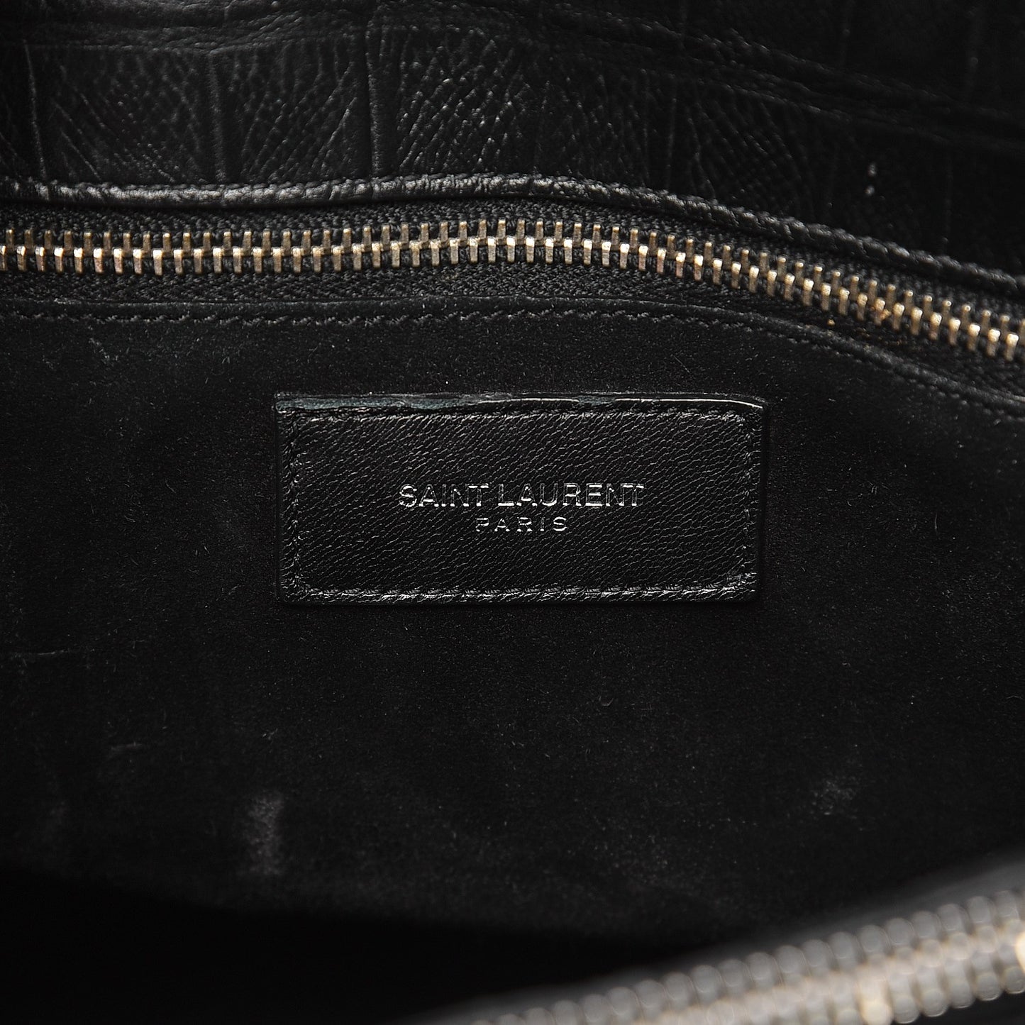 Calfskin Crocodile Embossed Small Sac de Jour Black