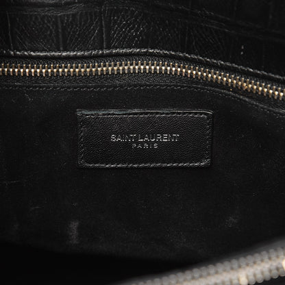 Saint Laurent Calfskin Crocodile Embossed Small Sac de Jour Black 7 of 13