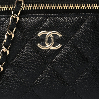 Chanel Caviar Quilted Mini Pearl On Top Vanity Case With Chain Black 8 of 11