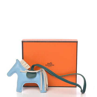 Hermes Milo Lambskin Grigri Rodeo Horse Bag Charm PM Celeste Malachite Craie 7 of 7