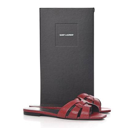 Saint Laurent Grain De Poudre Nu Pied 05 Slide Sandals 38.5 Red 9 of 9