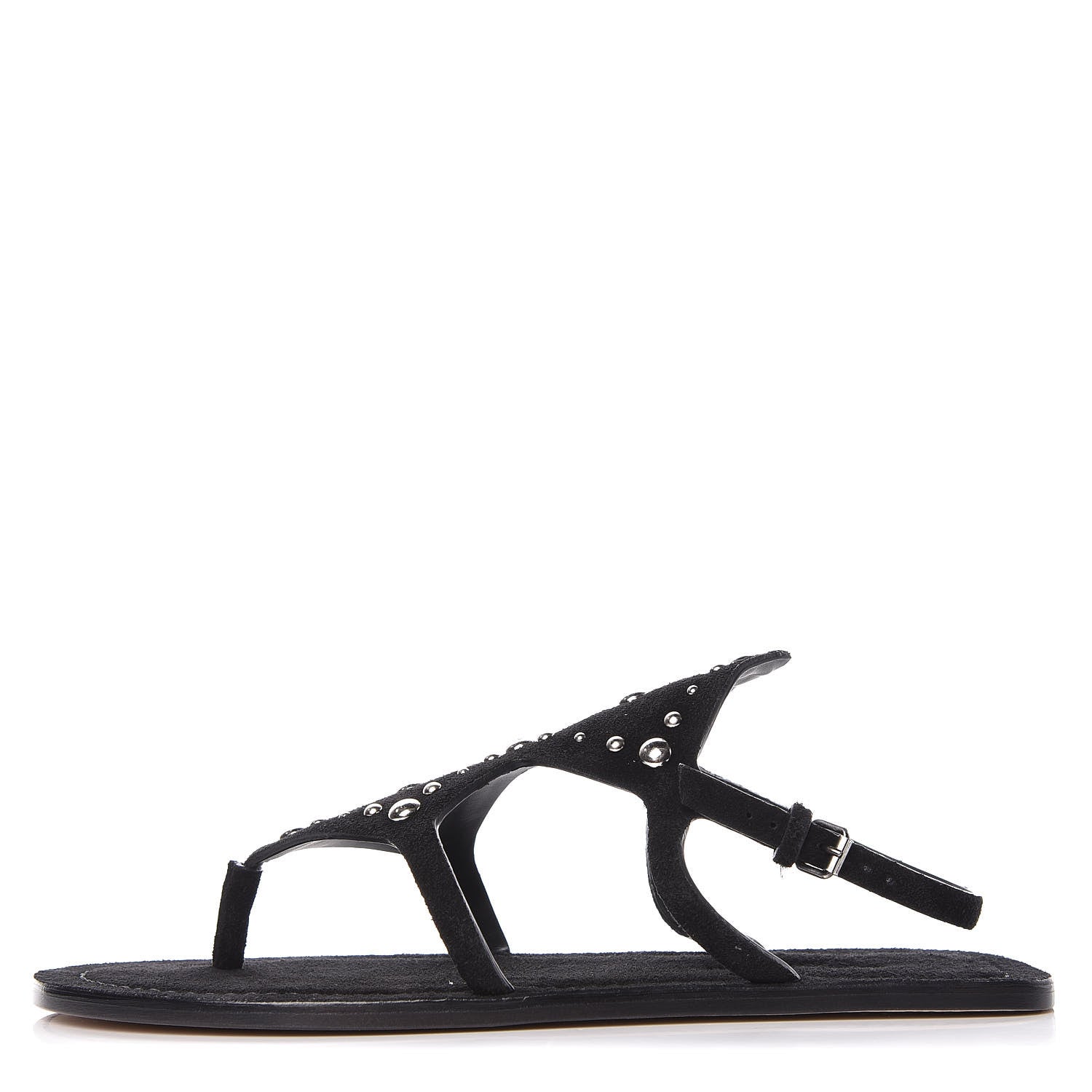 Saint Laurent Suede Studded Ella Sandals 39 Black 1 of 8