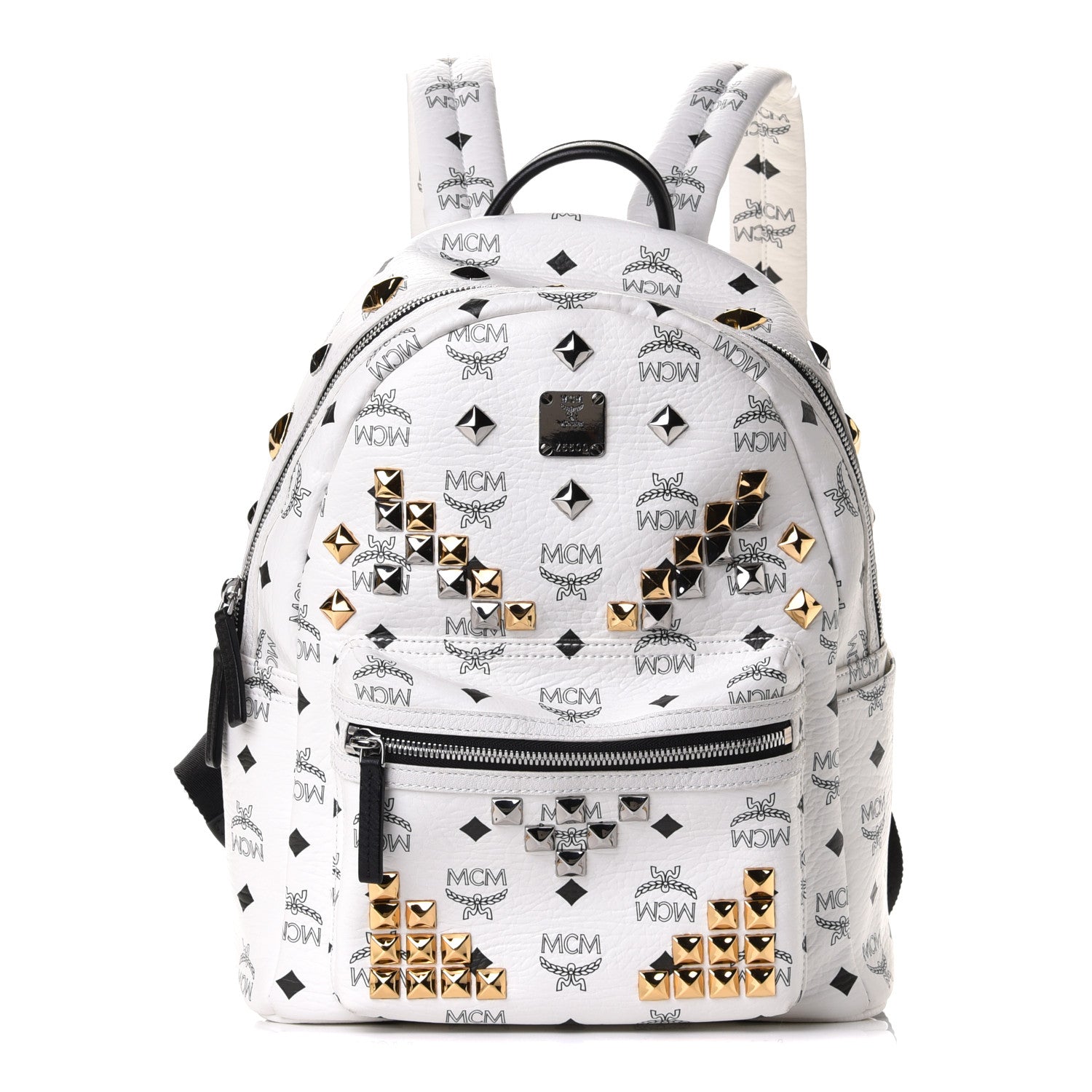 MCM Visetos Studded Small Stark M Backpack White 1 of 7