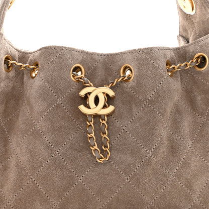 Chanel Suede Quilted Mini Chanel 25 Handbag Dark Grey 8 of 14