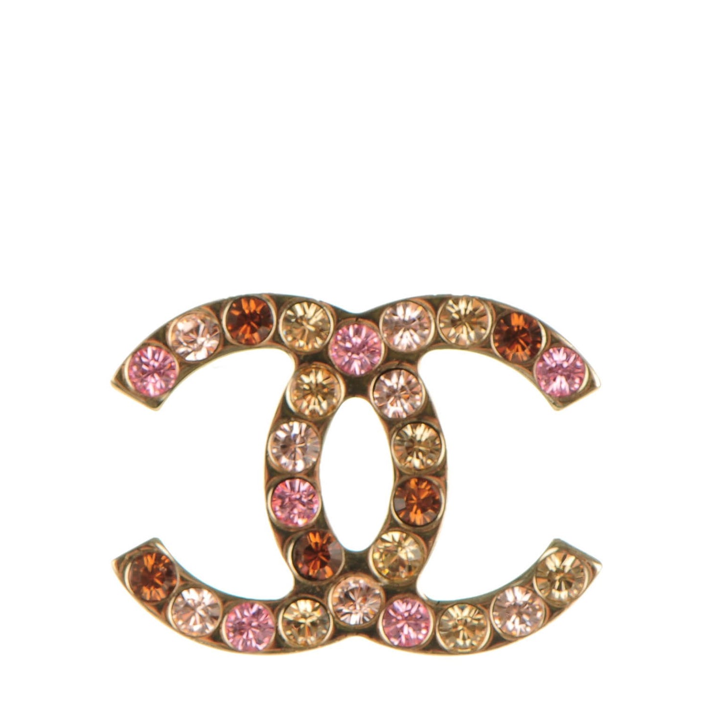 Crystal CC Mini Brooch Gold Multicolor