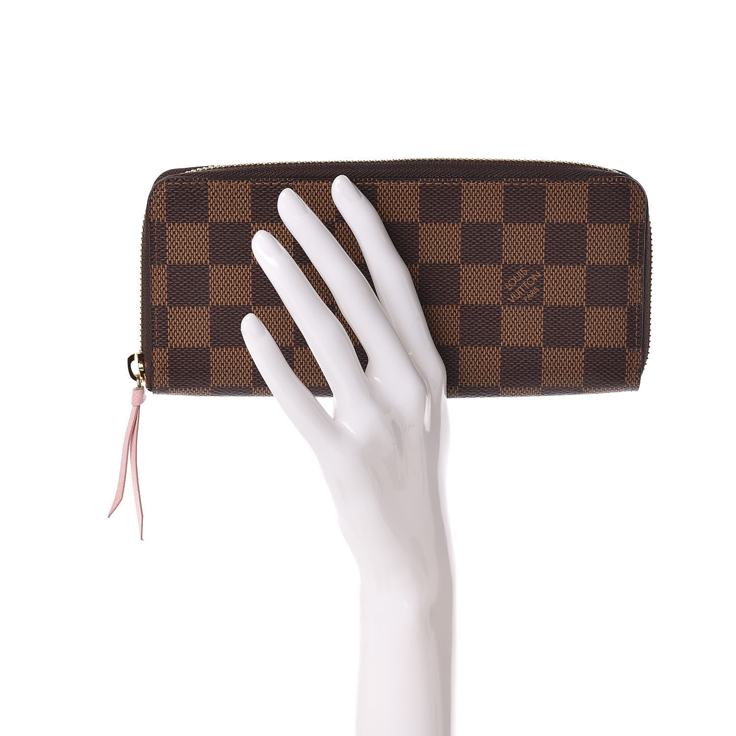Louis Vuitton Damier Ebene Clemence Wallet Rose Ballerine 2 of 6