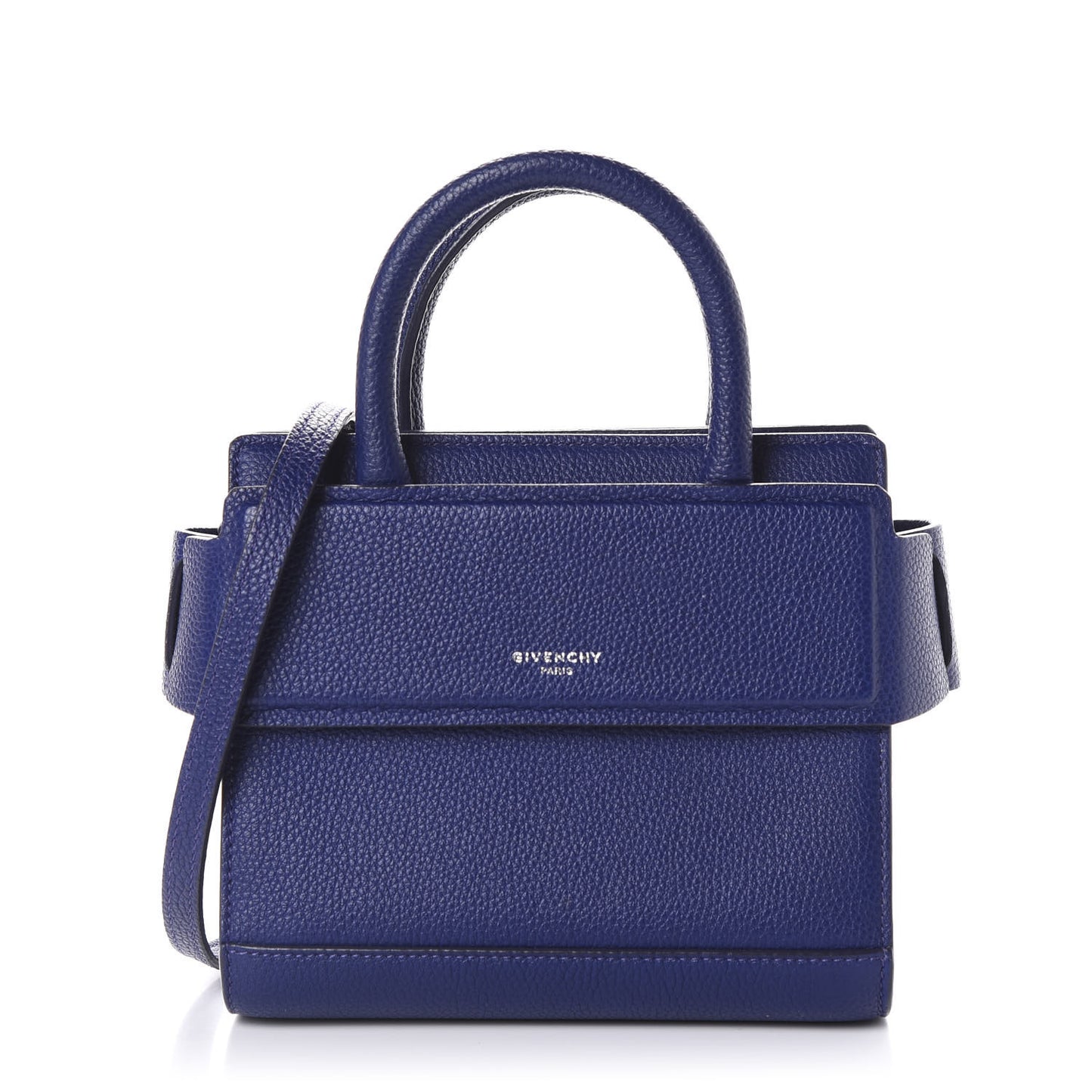 Grained Calfskin Nano Horizon Satchel Blue