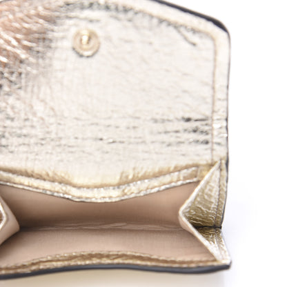 Chloe Metallic Crinkled Lambskin Shiny Calfskin Small Aby Tri-Fold Wallet Gold 5 of 6