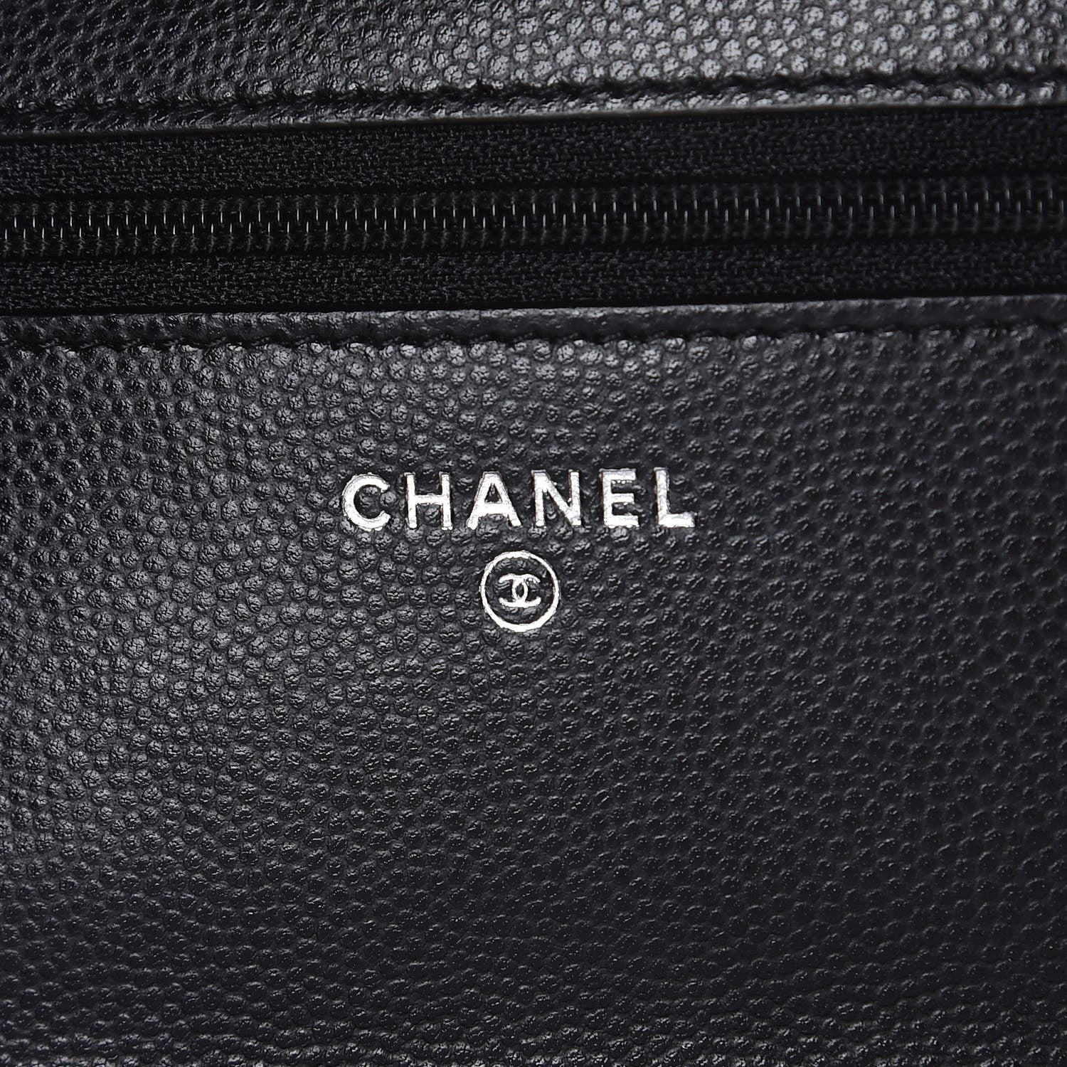 Chanel Caviar Chevron Quilted Wallet On Chain WOC Black 6 of 9