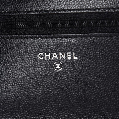 Chanel Caviar Chevron Quilted Wallet On Chain WOC Black 6 of 9