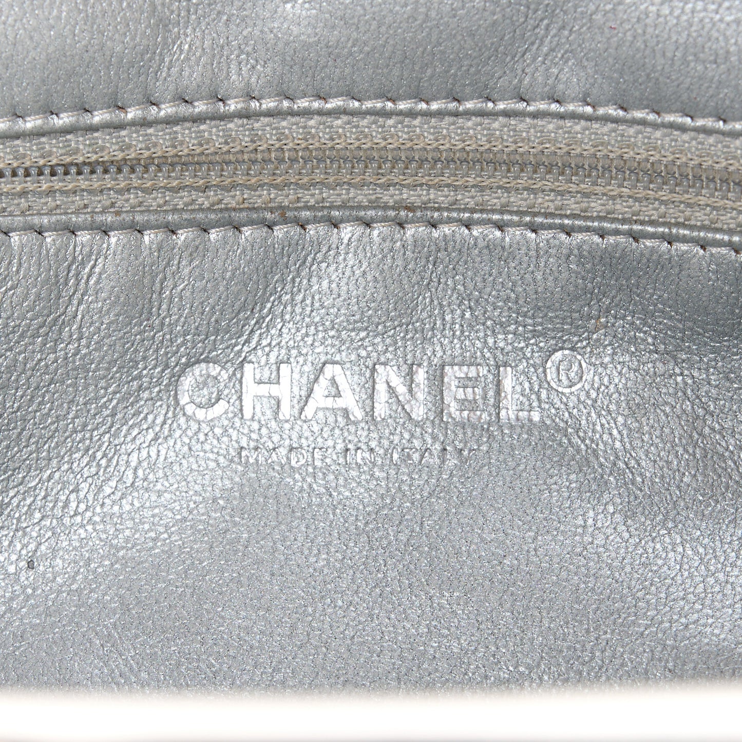 Metallic Aged Calfskin Quilted Timeless Clutch Silver