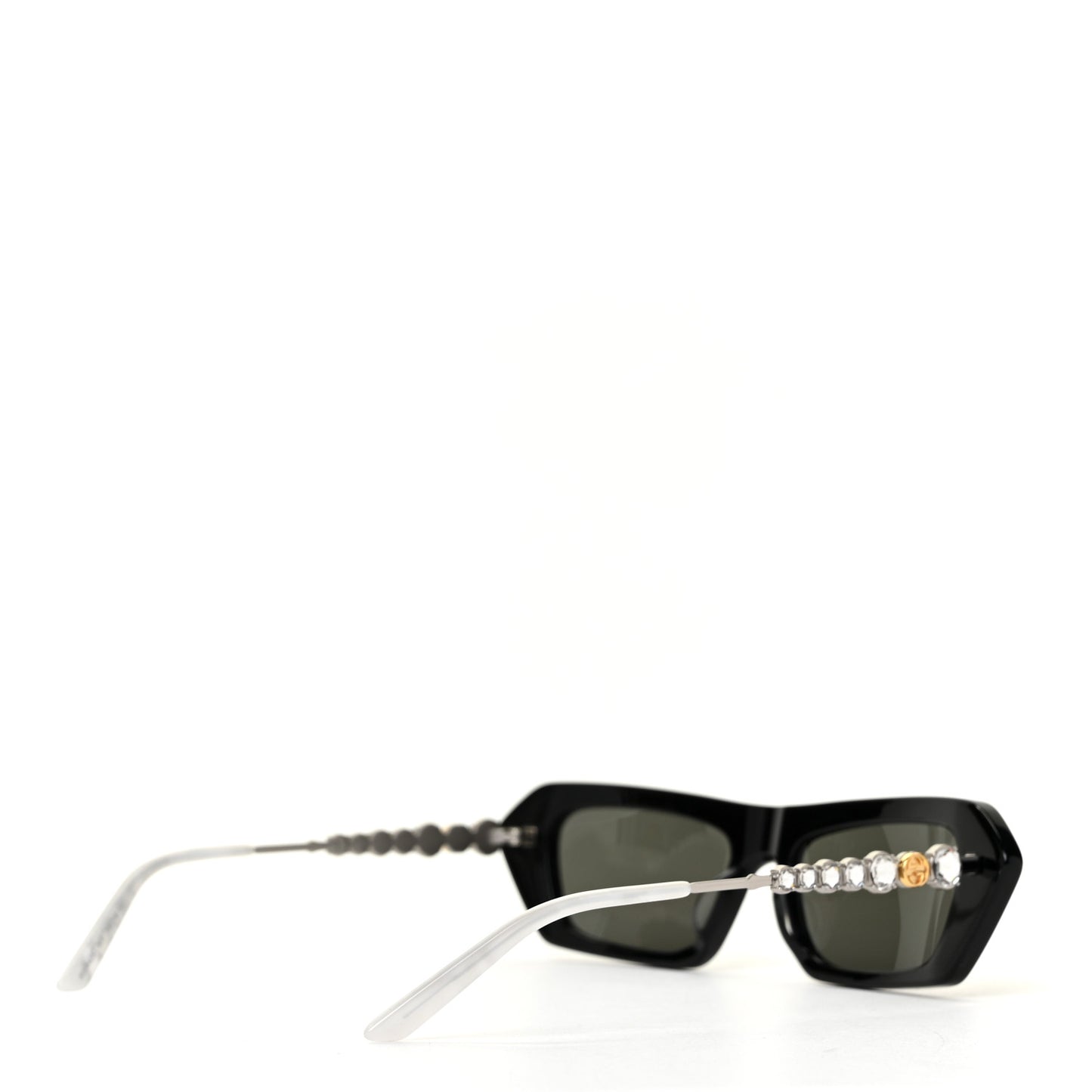 Acetate Crystal Embellished Rectangle Sunglasses GG0642S Black Gold