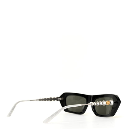 Gucci Acetate Crystal Embellished Rectangle Sunglasses GG0642S Black Gold 4 of 8