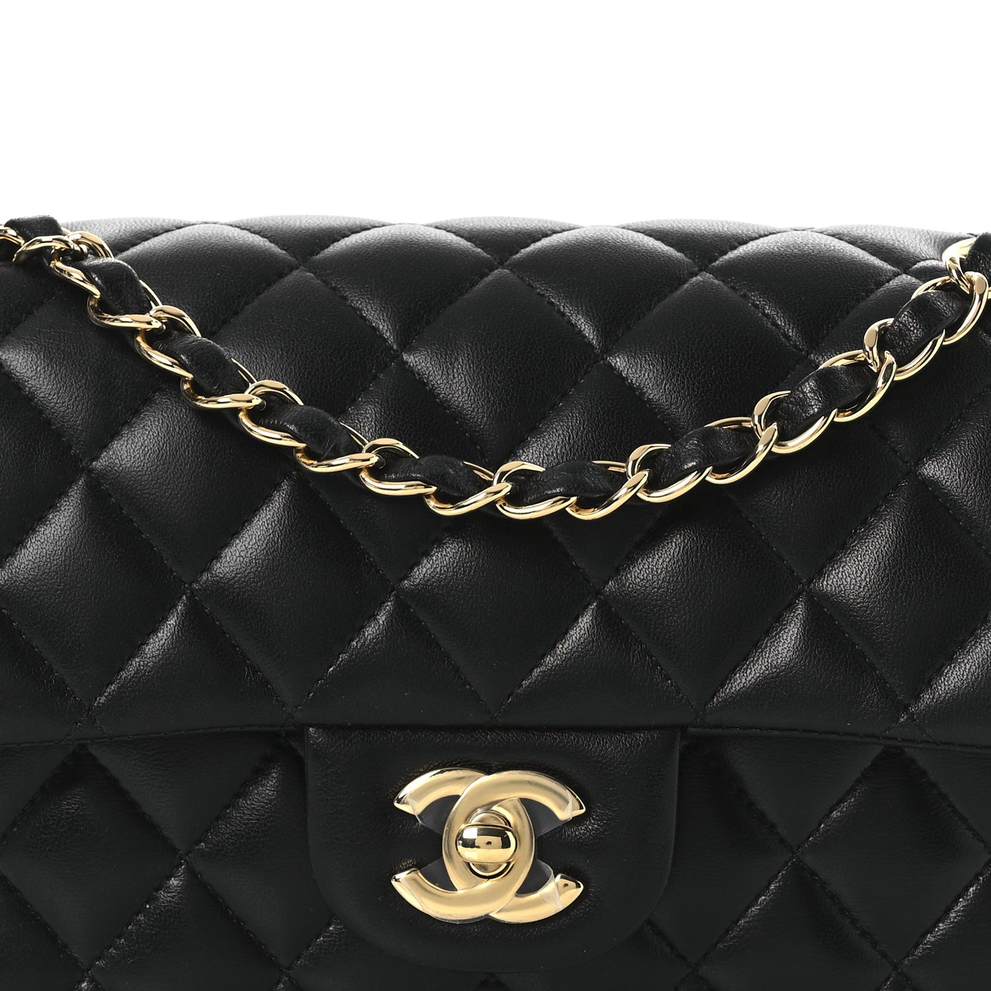 Lambskin Quilted Small Double Flap Black