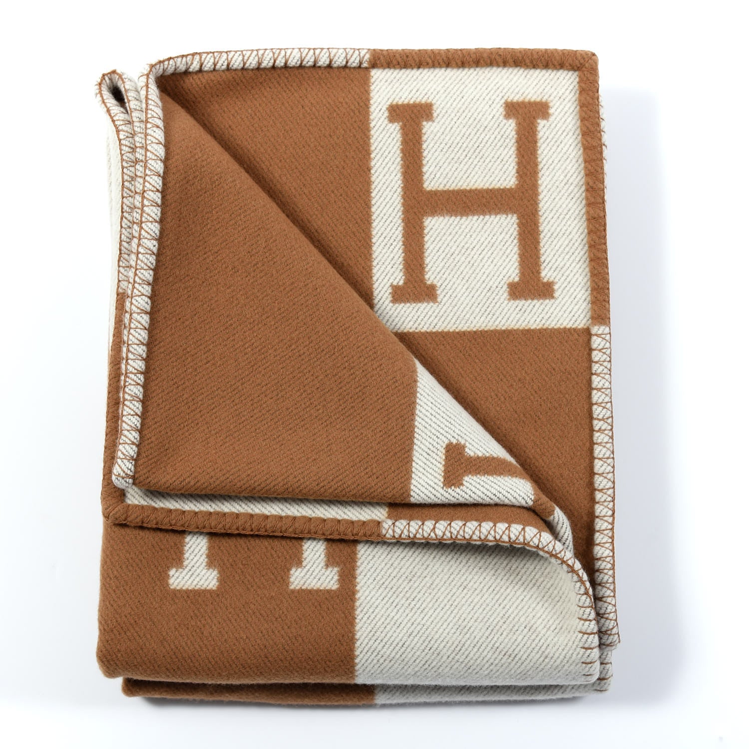 Hermes Wool Cashmere Avalon Blanket Ecru Camel 2 of 3
