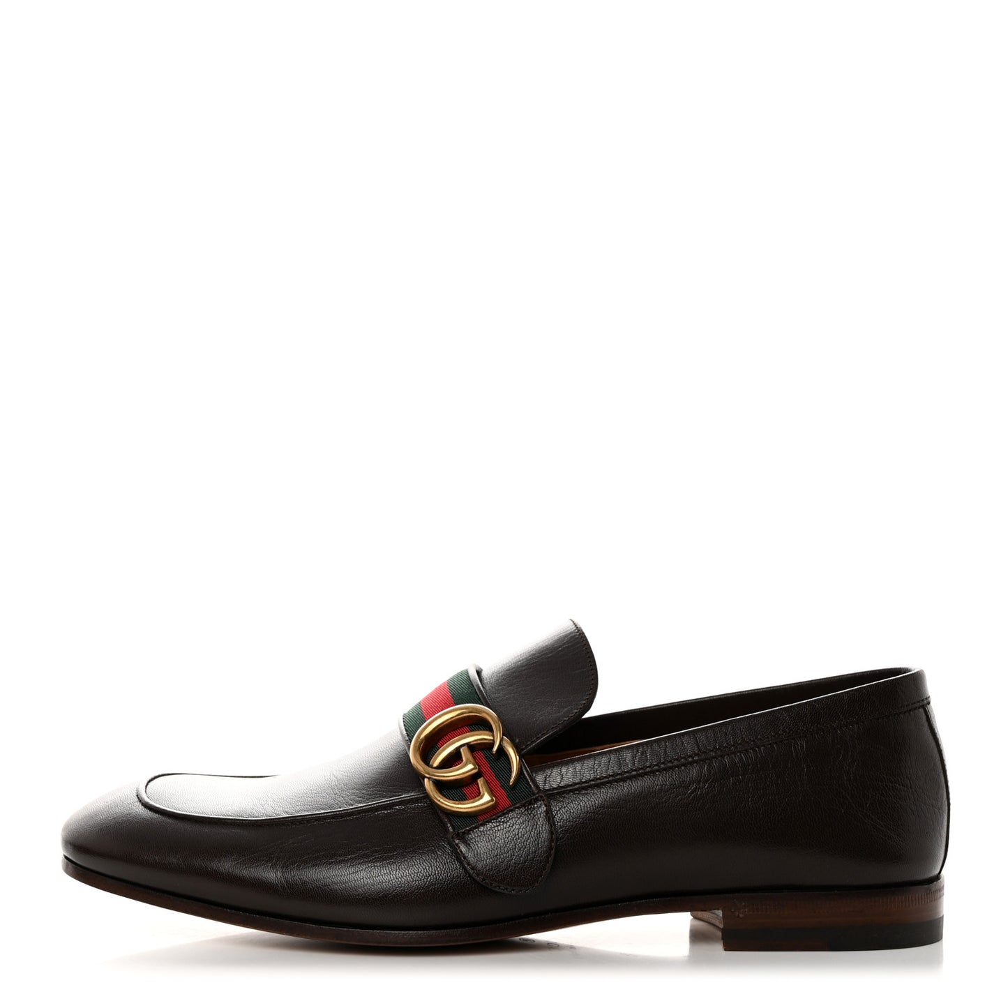 Goatskin Web Mens GG Loafers 8 Cocoa