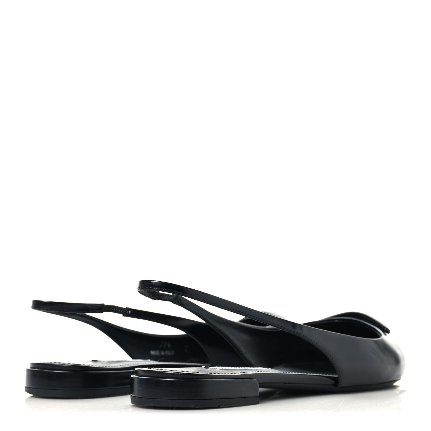 Prada Spazzolato Padded Triangle Logo Pointed Toe Slingback Flats 38.5 Black 5 of 10