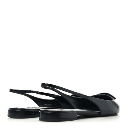 Prada Spazzolato Padded Triangle Logo Pointed Toe Slingback Flats 38.5 Black 5 of 10