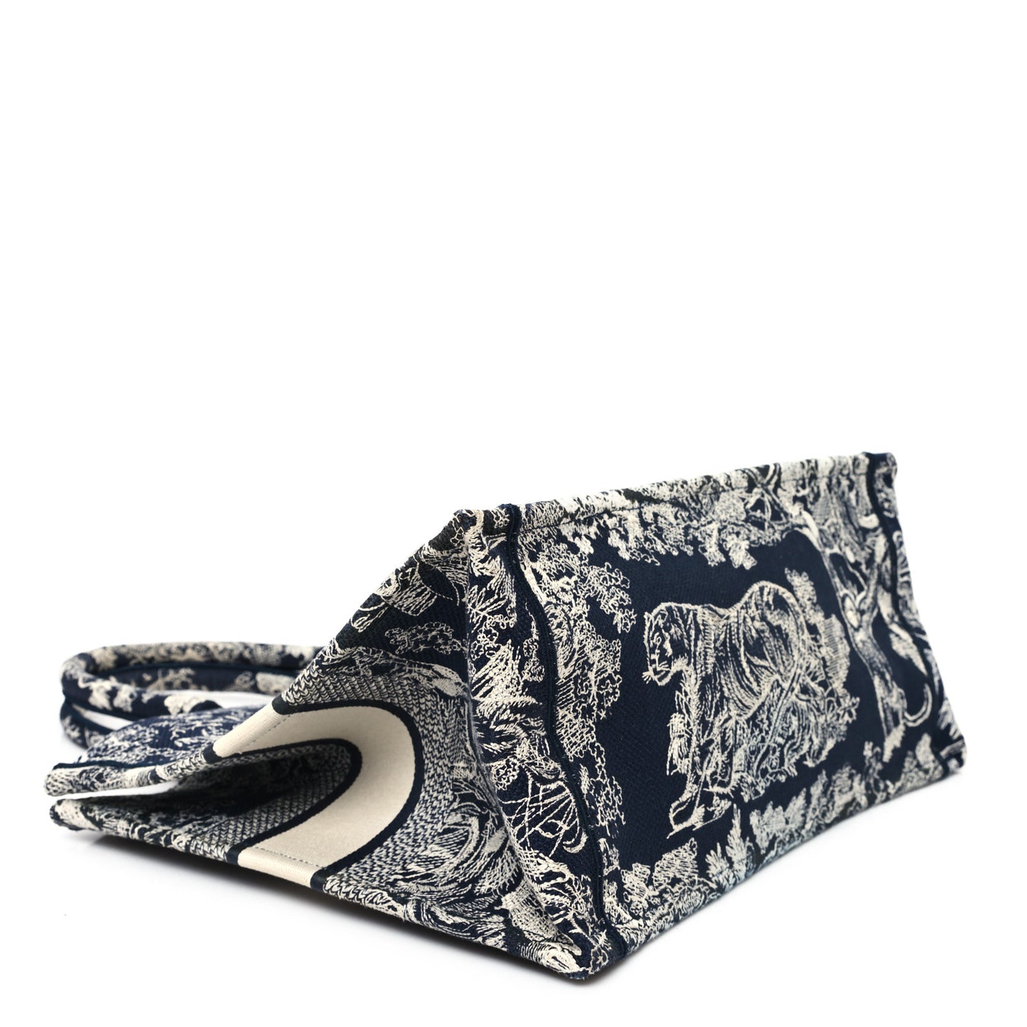 Canvas Embroidered Medium Dioriviera Toile De Jouy Reverse Book Tote Blue