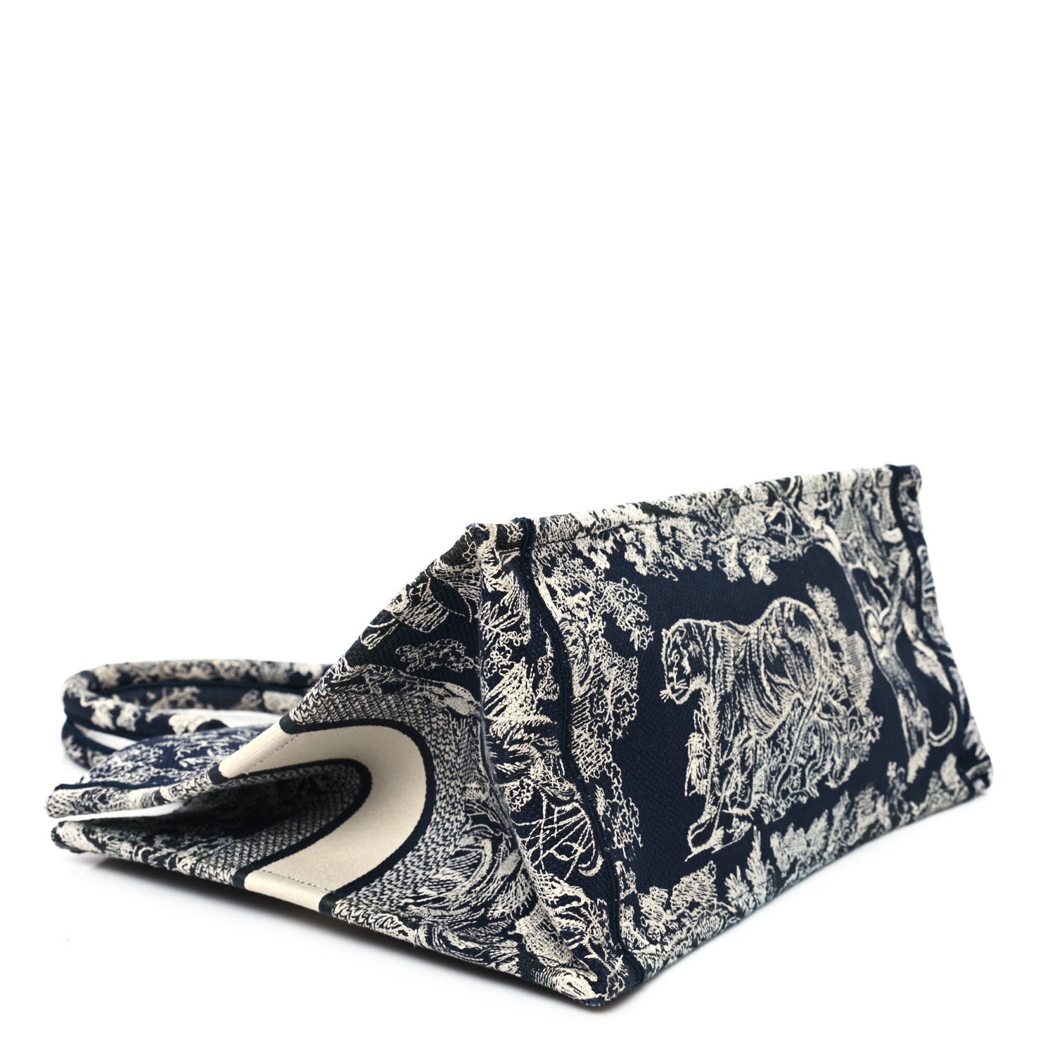 Christian Dior Canvas Embroidered Medium Dioriviera Toile De Jouy Reverse Book Tote Blue 4 of 11