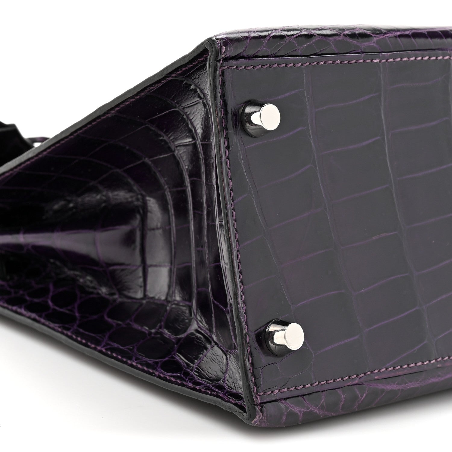 Hermes Shiny Niloticus Crocodile Kelly Sellier 28 Amethyst 19 of 23