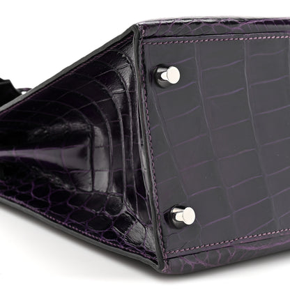 Hermes Shiny Niloticus Crocodile Kelly Sellier 28 Amethyst 19 of 23