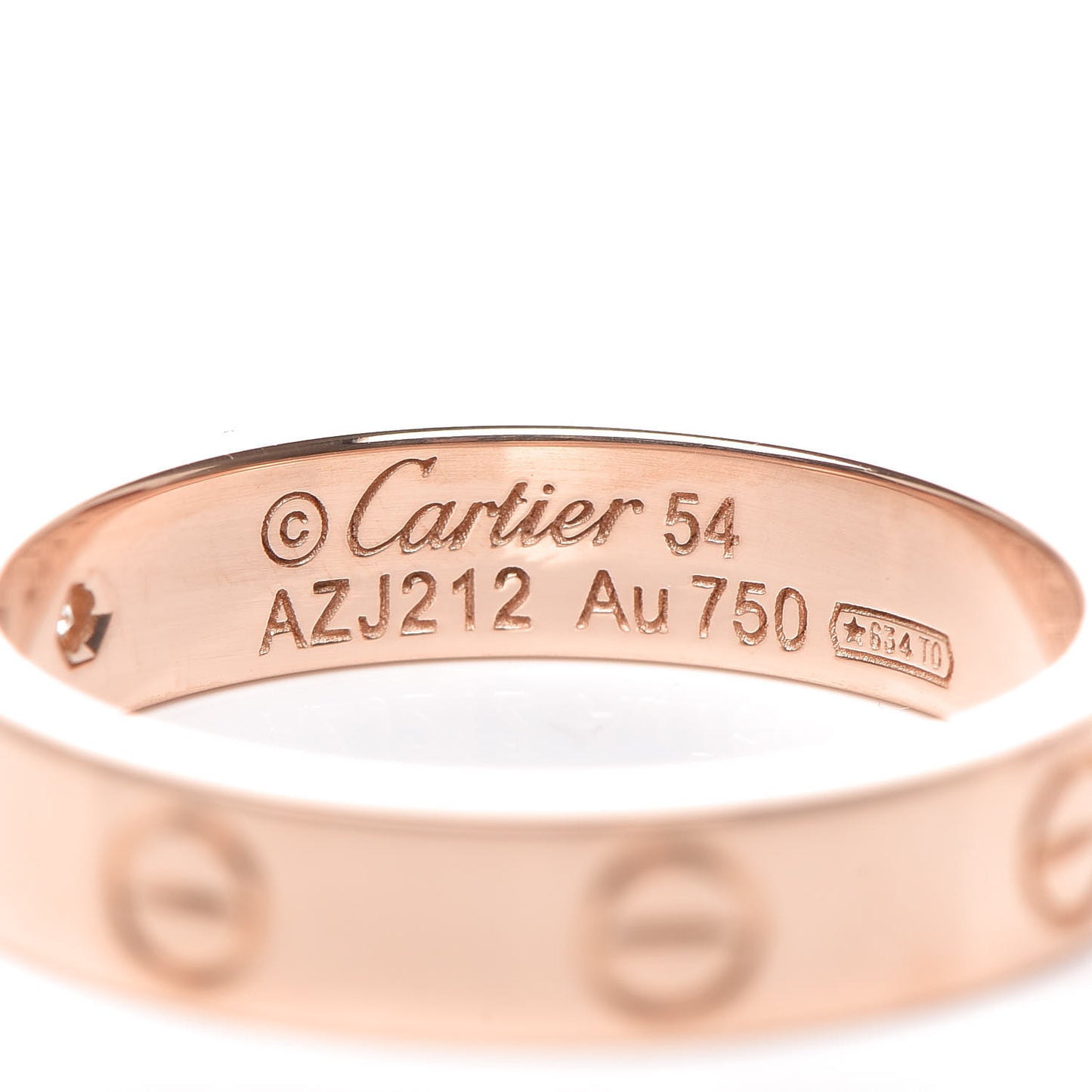 18K Pink Gold Diamond 4mm LOVE Wedding Band Ring 54 6.75