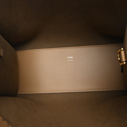 Fendi Vitello King Plexiglass Logo Embossed Medium Fendi Sunshine Shopper Tote Miele Scuro 5 of 8